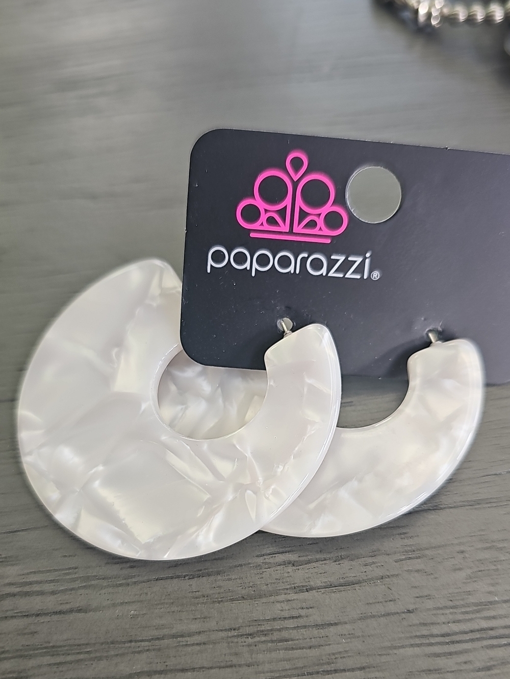 paparazzi Pearlized Crescent Hoop Earrings